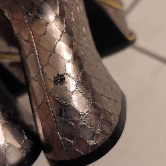 Dries Van Noten Heels Louis IV Modern Snake Print Platform Pewter Silver EU 39 - Picture 10 of 15